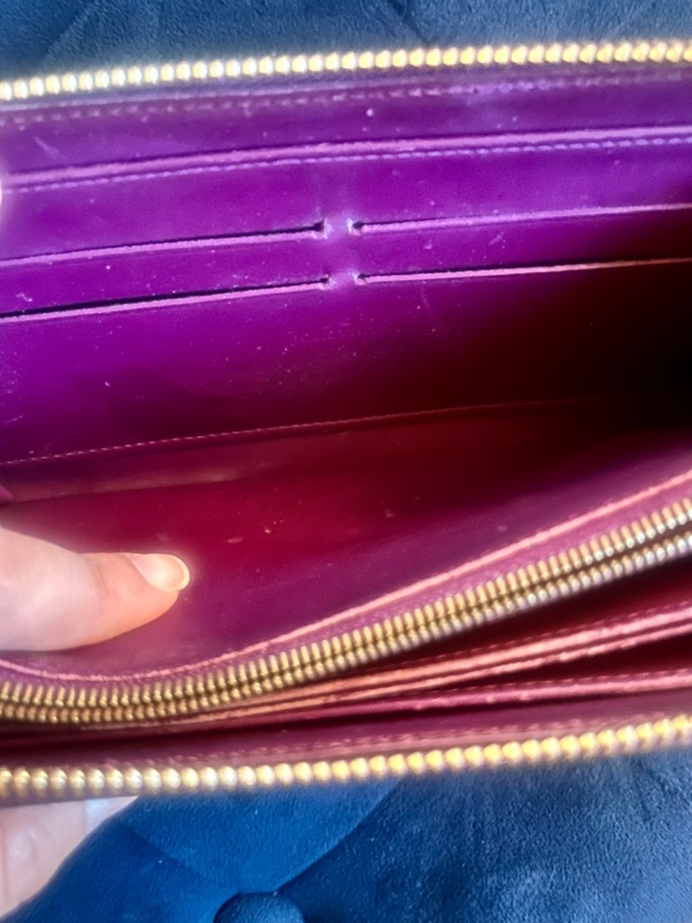 Pre-owned LV Amarante Monogram Vernis Zippy Wallet Purple Patent Leather - Picture 12 of 16